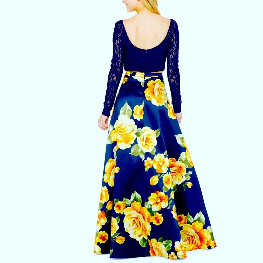 BSmart Prom Dress, Ball Gown, Blue Floral,